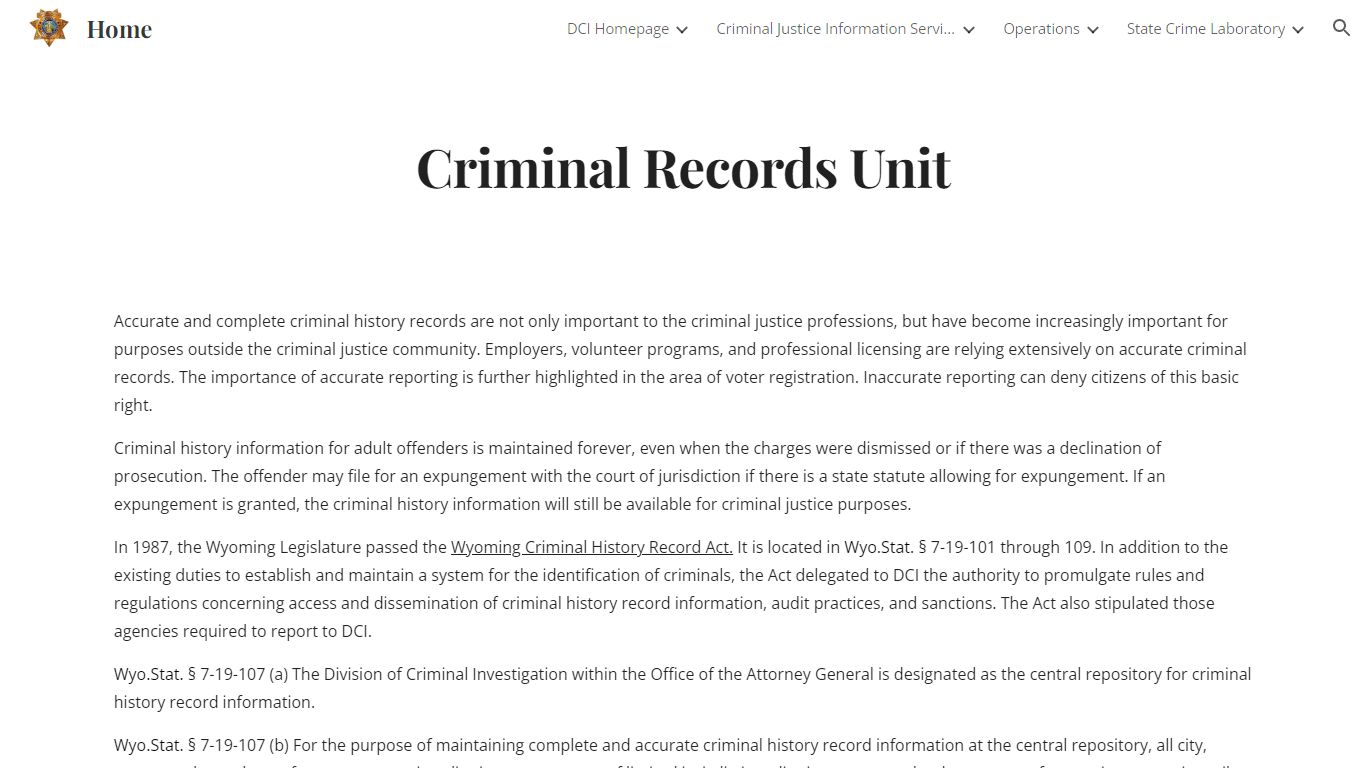 Home - Criminal Records Unit - Wyoming