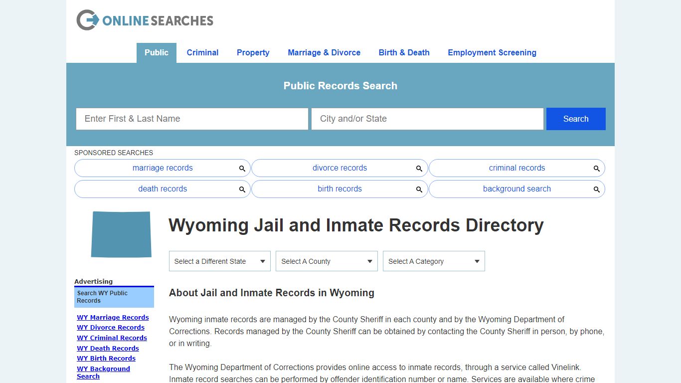 Wyoming Jail and Inmate Records Search Directory